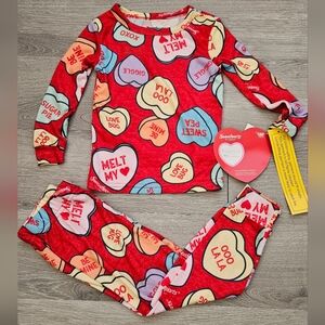 Sweethearts Candies Valentines Day Pajama Set Size 4T New